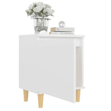 Bed Cabinets with Solid Wood Legs 2 pcs White 40x30x50 cm - Close-Up Angle