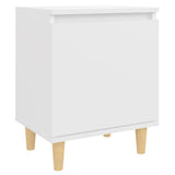 Bed Cabinets with Solid Wood Legs 2 pcs White 40x30x50 cm