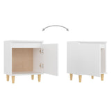 Bed Cabinets with Solid Wood Legs 2 pcs White 40x30x50 cm - Low Angle