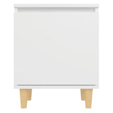 Bed Cabinets with Solid Wood Legs 2 pcs White 40x30x50 cm