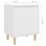 Bed Cabinets with Solid Wood Legs 2 pcs White 40x30x50 cm - Extra Image