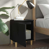 Bed Cabinet with Solid Wood Legs Black 40x30x50 cm - Side View