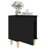 Bed Cabinet with Solid Wood Legs Black 40x30x50 cm - Top-Down View