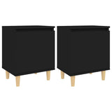 Bed Cabinets with Solid Wood Legs 2 pcs Black 40x30x50 cm