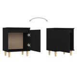 Bed Cabinets with Solid Wood Legs 2 pcs Black 40x30x50 cm