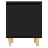 Bed Cabinets with Solid Wood Legs 2 pcs Black 40x30x50 cm