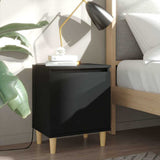 Bed Cabinets with Solid Wood Legs 2 pcs Black 40x30x50 cm