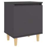 Bed Cabinet with Solid Wood Legs Grey 40x30x50 cm