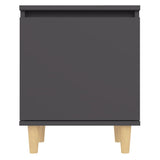 Bed Cabinet with Solid Wood Legs Grey 40x30x50 cm
