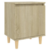 Bed Cabinet with Solid Wood Legs Sonoma Oak 40x30x50 cm - Front View