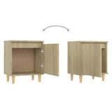 Bed Cabinet with Solid Wood Legs Sonoma Oak 40x30x50 cm - Close-Up Angle
