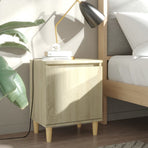 Bed Cabinet with Solid Wood Legs Sonoma Oak 40x30x50 cm