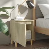 Bed Cabinets with Solid Wood Legs 2 pcs Sonoma Oak 40x30x50 cm - Side View
