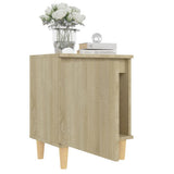 Bed Cabinets with Solid Wood Legs 2 pcs Sonoma Oak 40x30x50 cm - Close-Up Angle