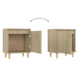 Bed Cabinets with Solid Wood Legs 2 pcs Sonoma Oak 40x30x50 cm - Low Angle