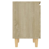 Bed Cabinets with Solid Wood Legs 2 pcs Sonoma Oak 40x30x50 cm - Rear View