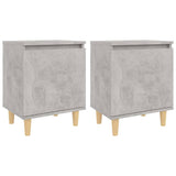 Bed Cabinets with Solid Wood Legs 2pcs Concrete Grey 40x30x50cm