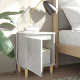 Bed Cabinets with Solid Wood Legs 2pcs Concrete Grey 40x30x50cm - Side View
