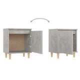 Bed Cabinets with Solid Wood Legs 2pcs Concrete Grey 40x30x50cm - Low Angle