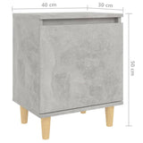 Bed Cabinets with Solid Wood Legs 2pcs Concrete Grey 40x30x50cm - Extra Image