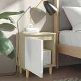 Bed Cabinets Solid Wood Legs 2pcs Sonoma Oak&White 40x30x50cm