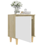 Bed Cabinets Solid Wood Legs 2pcs Sonoma Oak&White 40x30x50cm - Top-Down View