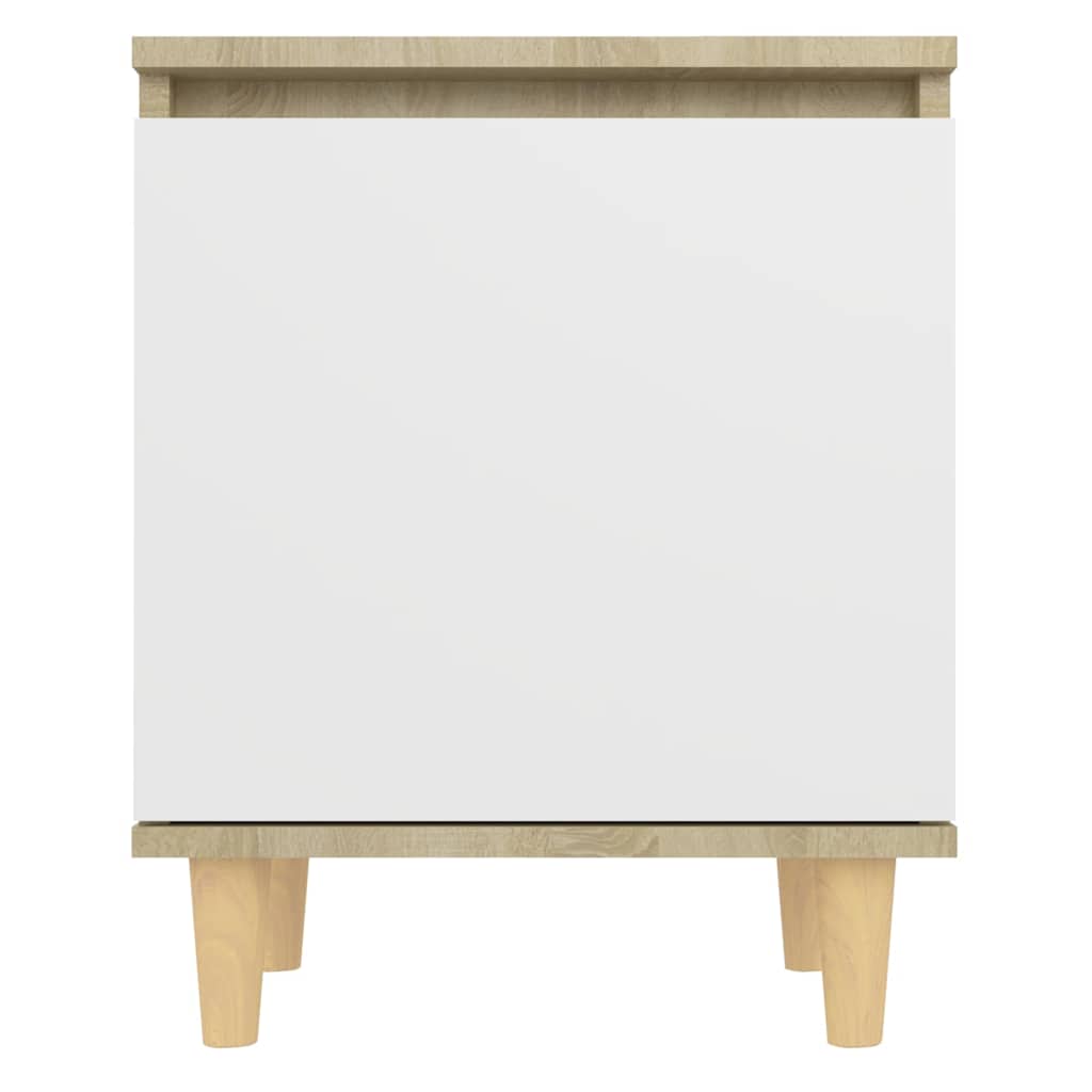 Bed Cabinets Solid Wood Legs 2pcs Sonoma Oak&White 40x30x50cm