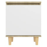 Bed Cabinets Solid Wood Legs 2pcs Sonoma Oak&White 40x30x50cm