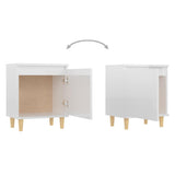 Bed Cabinet  with Solid Wood Legs High Gloss White 40x30x50cm - 45-Degree Angle
