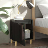 Bed Cabinet with Solid Wood Legs High Gloss Black 40x30x50cm - Side View