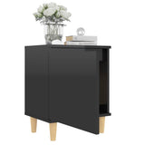 Bed Cabinet with Solid Wood Legs High Gloss Black 40x30x50cm
