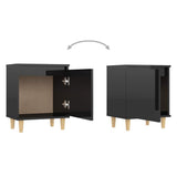 Bed Cabinet with Solid Wood Legs High Gloss Black 40x30x50cm