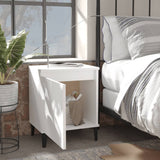 Bed Cabinet with Metal Legs White 40x30x50 cm - Side View