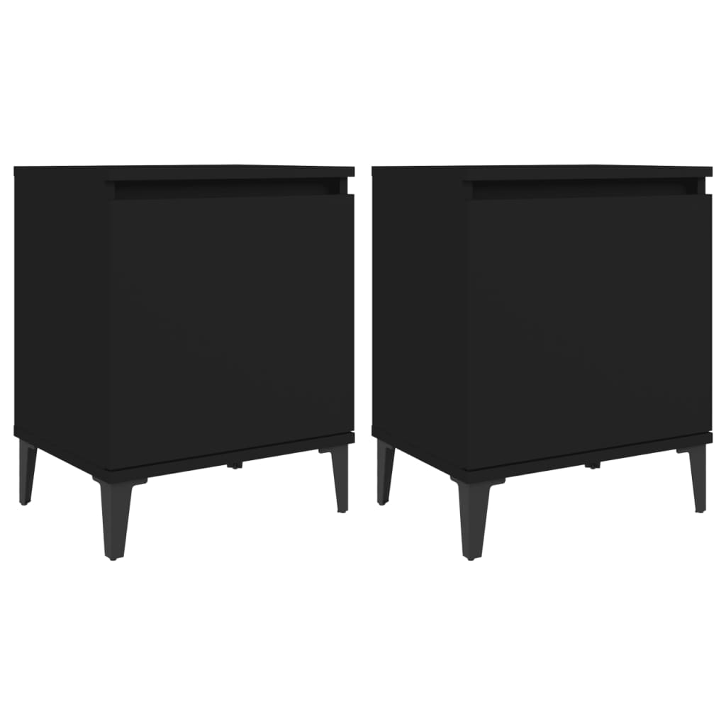 Bed Cabinet with Metal Legs Black 40x30x50 cm