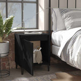 Bed Cabinet with Metal Legs Black 40x30x50 cm - Side View
