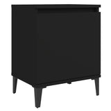 Bed Cabinet with Metal Legs Black 40x30x50 cm - Top-Down View