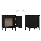 Bed Cabinet with Metal Legs Black 40x30x50 cm - Low Angle