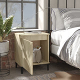 Bed Cabinet with Metal Legs Sonoma Oak 40x30x50 cm - Side View