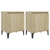 Bed Cabinet with Metal Legs Sonoma Oak