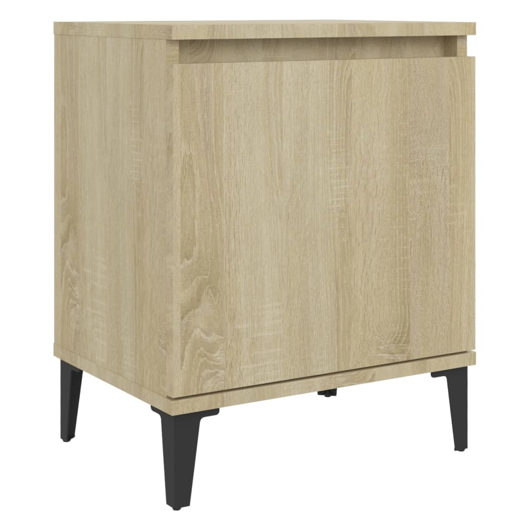 Bed Cabinet with Metal Legs Sonoma Oak