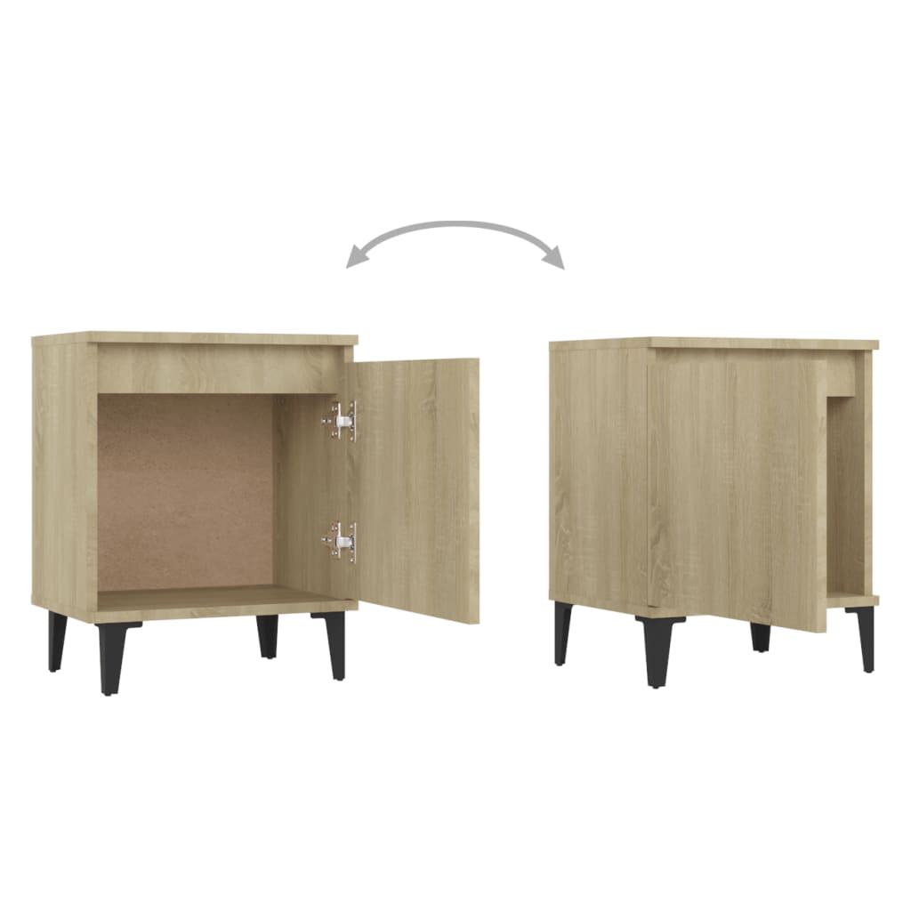 Bed Cabinet with Metal Legs Sonoma Oak