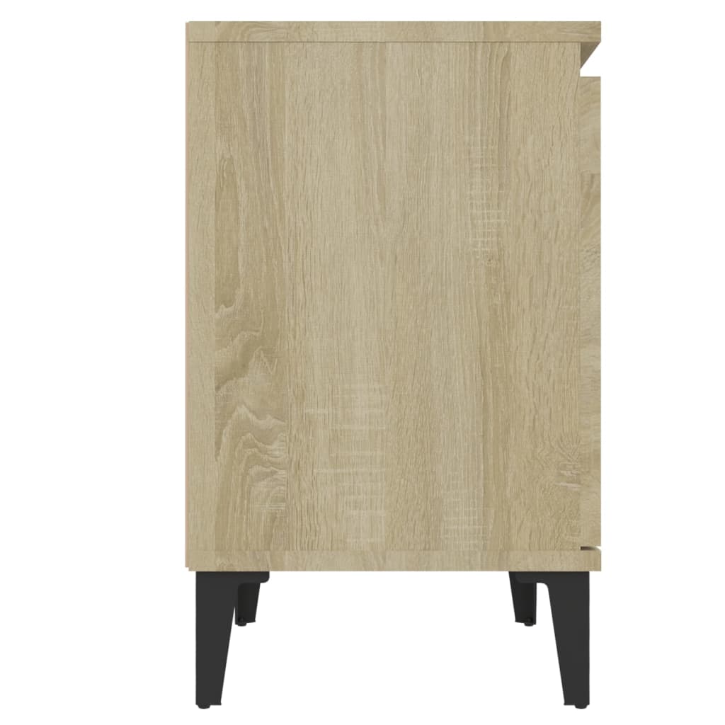 Bed Cabinet with Metal Legs Sonoma Oak