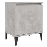 Bed Cabinet with Metal Legs Concrete Grey 40x30x50 cm - Front View