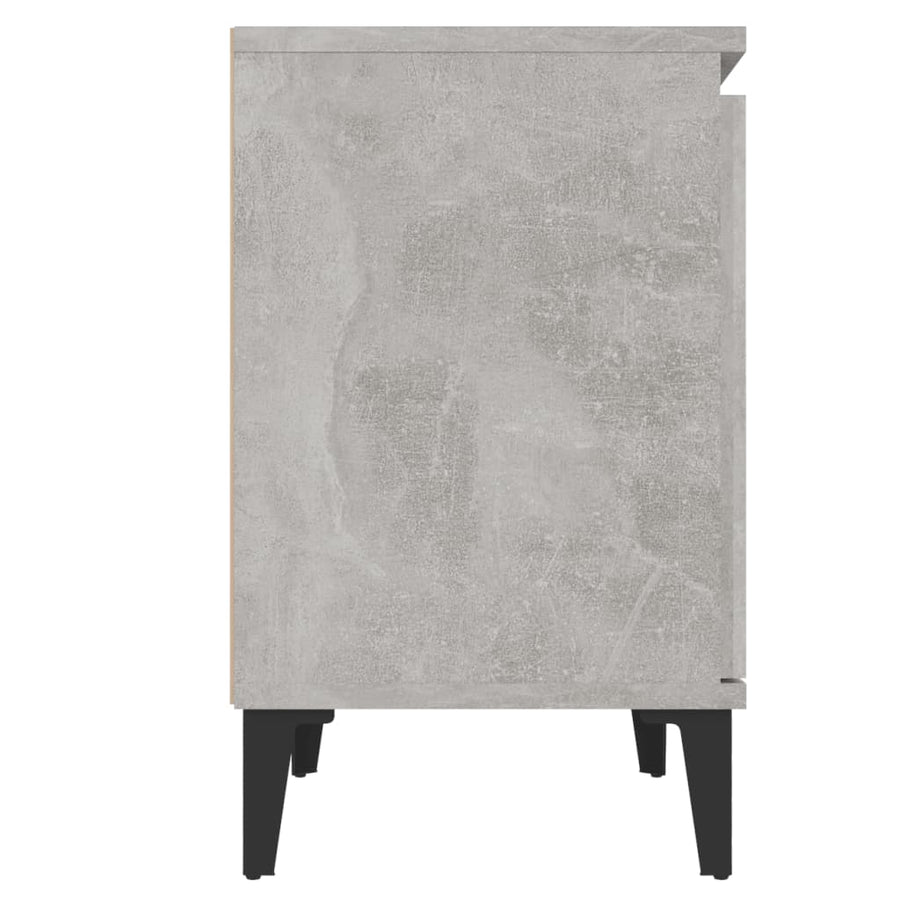 Bed Cabinet with Metal Legs Concrete Grey 40x30x50 cm