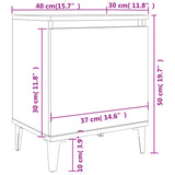 Bed Cabinet with Metal Legs Concrete Grey 40x30x50 cm - Low Angle