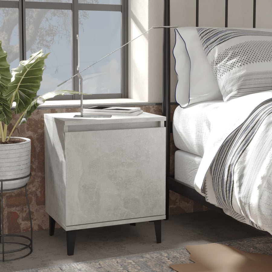 Bed Cabinet with Metal Legs Concrete Grey 40x30x50 cm