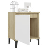 Bed Cabinet Metal Legs Sonoma Oak and White