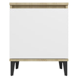 Bed Cabinet Metal Legs Sonoma Oak and White
