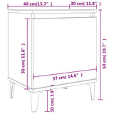Bed Cabinet Metal Legs Sonoma Oak and White