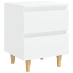 Bed Cabinet with Solid Pinewood Legs White 40x35x50 cm